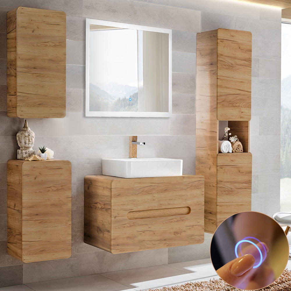 BADMÖBEL-SET 5-TLG. Luton-56 - Braun, Holzwerkstoff (180/200/46cm) - Lomado