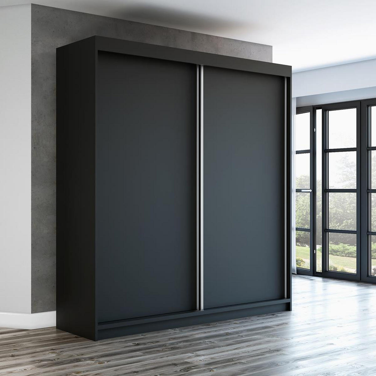 SCHWEBETÜRENSCHRANK 180 CM PAX Farbe: Schwarz / schwarz / schwarz - Schwarz, Holzwerkstoff (180/215/59.5cm) - A&J MöbelLand