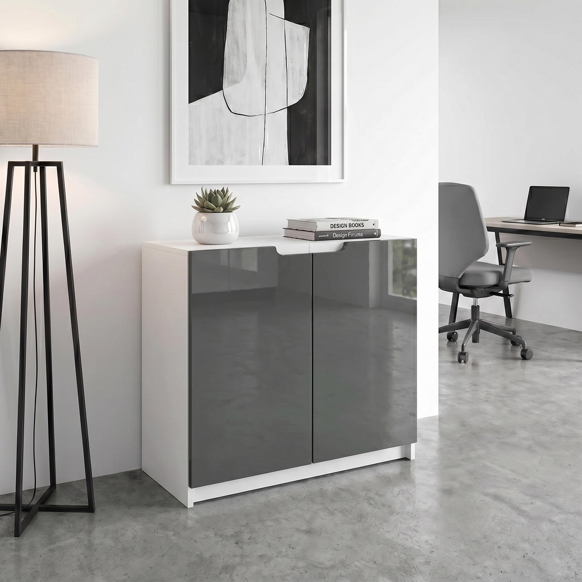 KOMMODE Logan Fronten in Graphit Seidenmatt - Graphitfarben, Holzwerkstoff (82/78/37cm) - Vladon