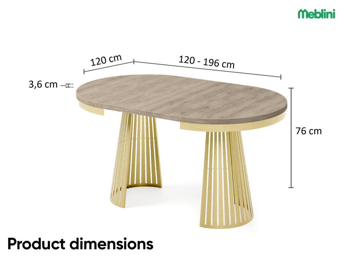 ESSTISCH Cone Bis - Goldfarben/Terracotta, Holzwerkstoff/Metall (120/120/76cm) - Meblini