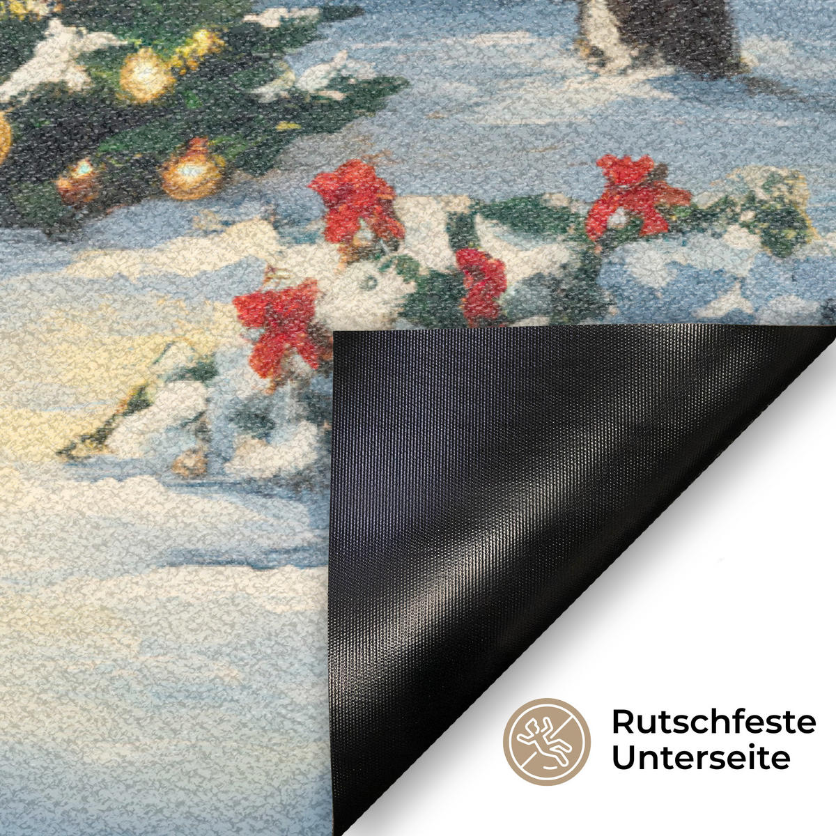FUSSMATTE Weihnachten - Weihnachtsbaum - Winter - Zuhause - Schnee 60x40 cm - Multicolor, Kunststoff (60/0.4cm) - MuchoWow