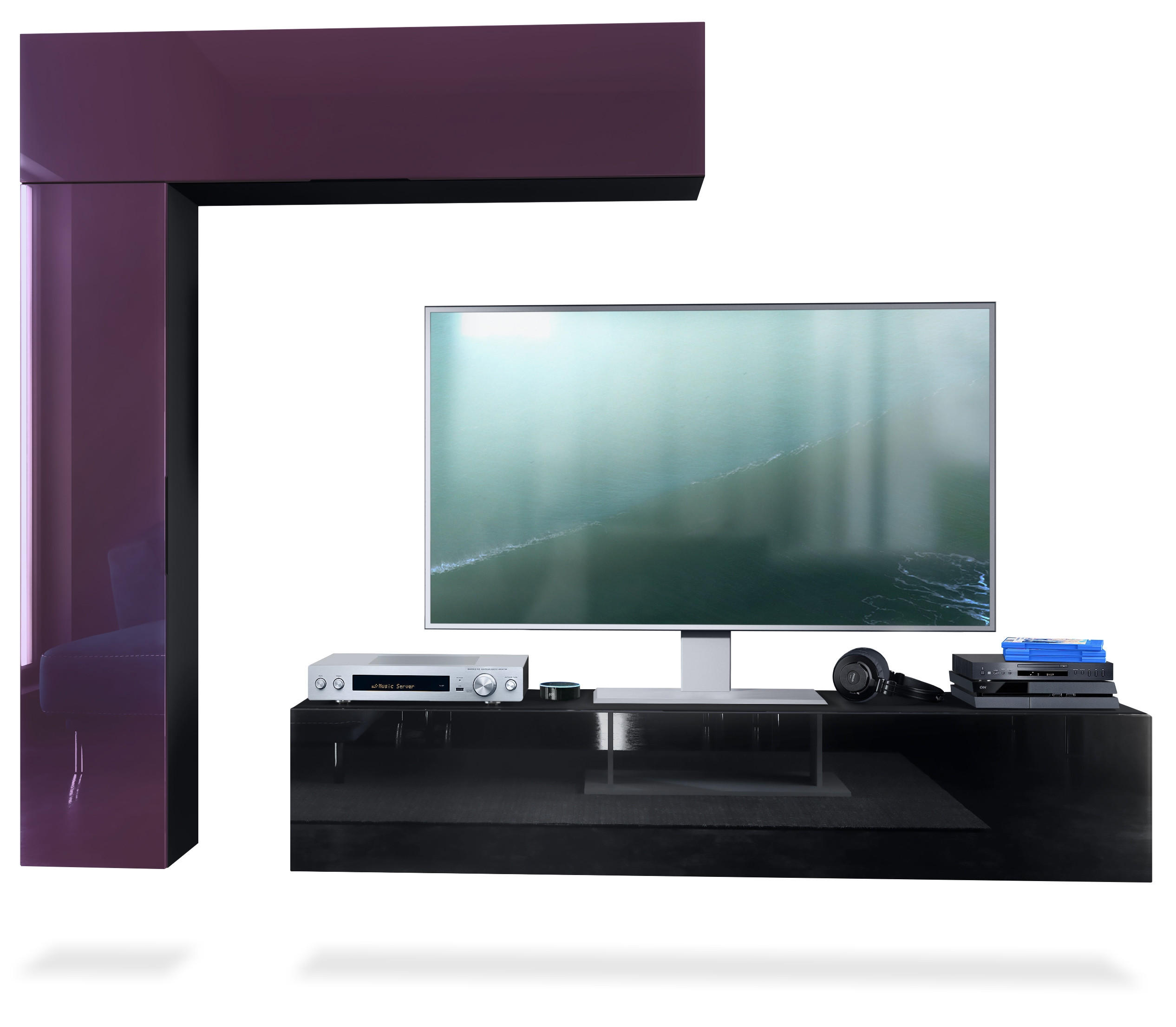 Vladon Wohnwand Brombeere 320x182x39 cm