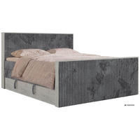 BOXSPRINGBETT NORDIC KING DUO 180/200 - Grau Cord - Topper T25 - H4 - Schwarz/Grau, Kunststoff/Textil (180/200cm) - MKS
