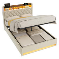 POLSTERBETT 140/200 cm Beige mit Lattenrost aus Velours - Beige, Textil (140/200cm) - MIVRAY