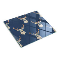 GLASPLATTE 60x52 cm Hipster Hirsch - Weiß Hochglanz/Grau, Glas (60/0.4/52cm) - TULUP
