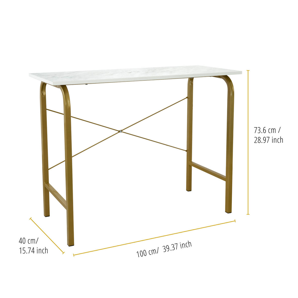 BÜROTISCH Messing - Messingfarben, Holzwerkstoff (73.6/40/73.6cm) - Teamson Home