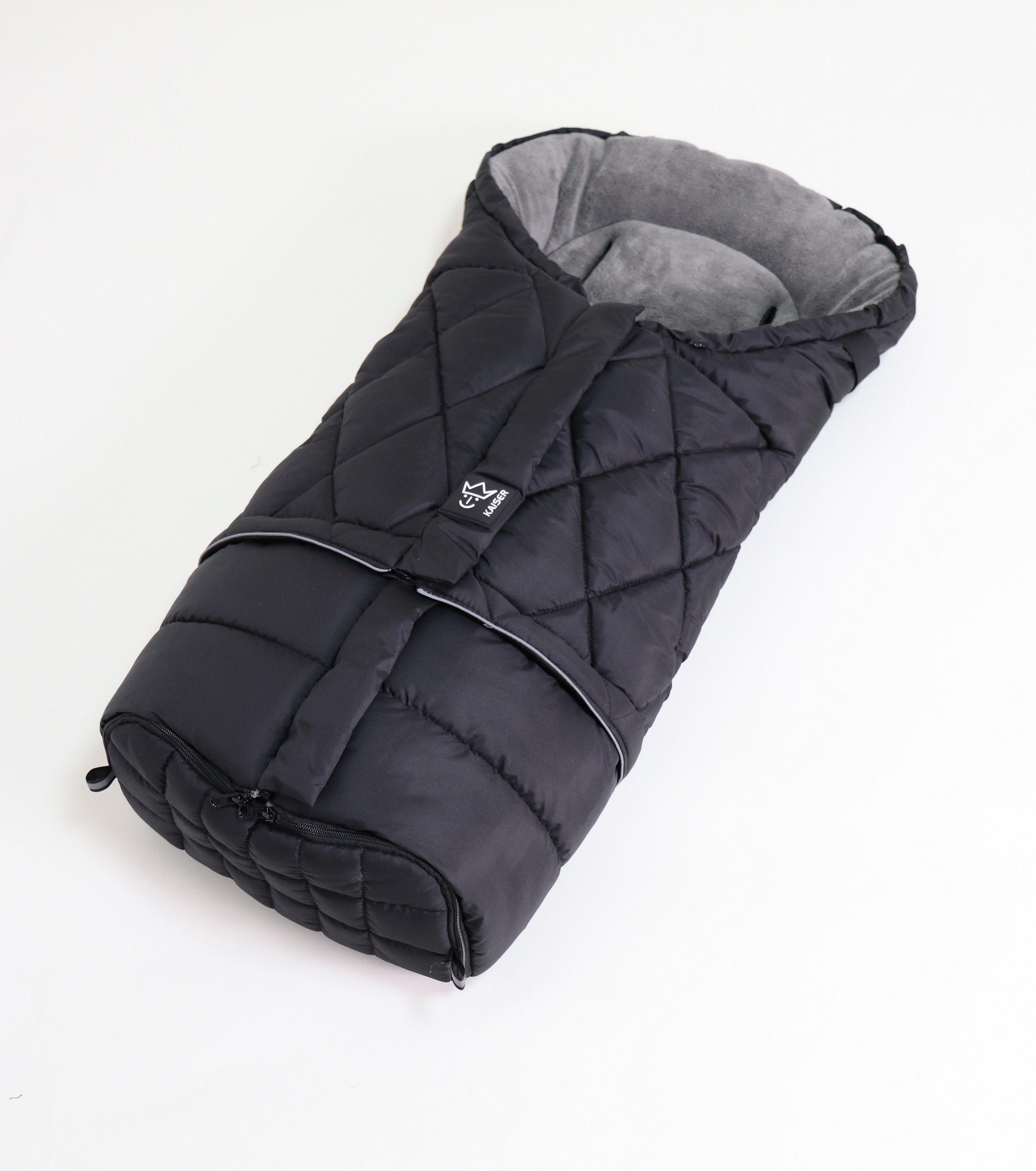 KINDERWAGEN-FUSSSACK Moony 2in1, Sherpa Fleece grey, black - Schwarz, Textil (48/10/105cm) - Kaiserbaby