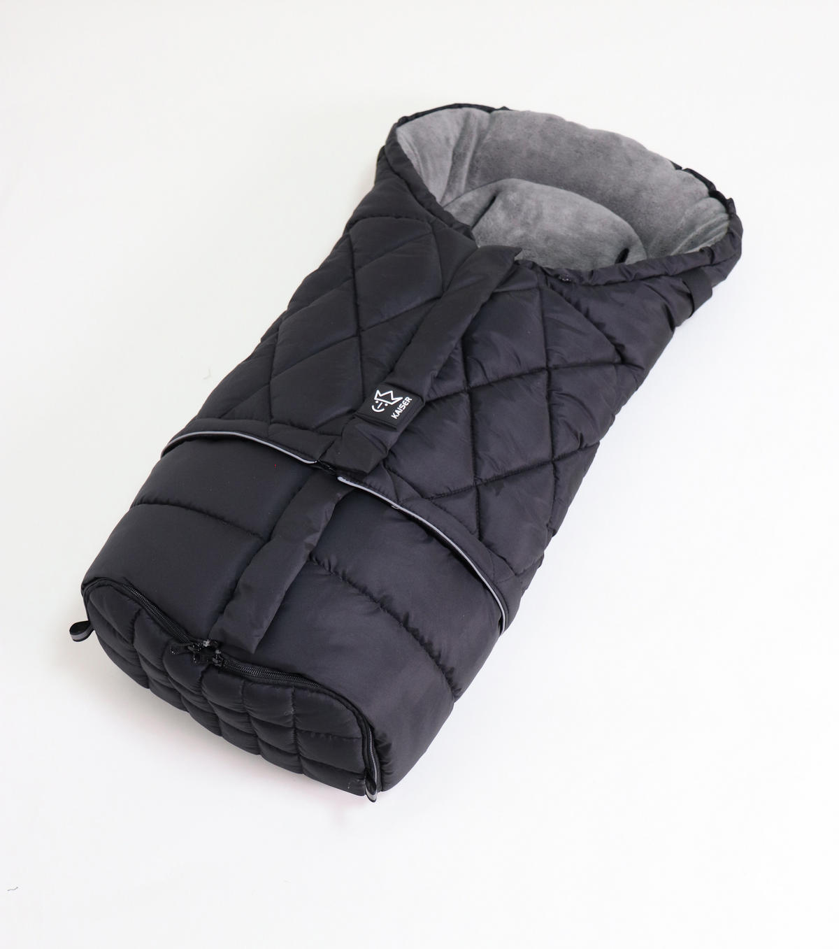 KINDERWAGEN-FUSSSACK Moony 2in1, Sherpa Fleece grey, black - Schwarz, Textil (48/10/105cm) - Kaiserbaby