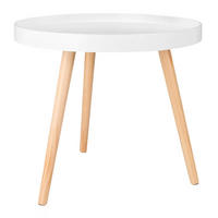 COUCHTISCH DE-37245 rund mit erhöhtem Rand Weiß/Eiche - Weiß, Holzwerkstoff (50/50/44cm) - ComfortXL