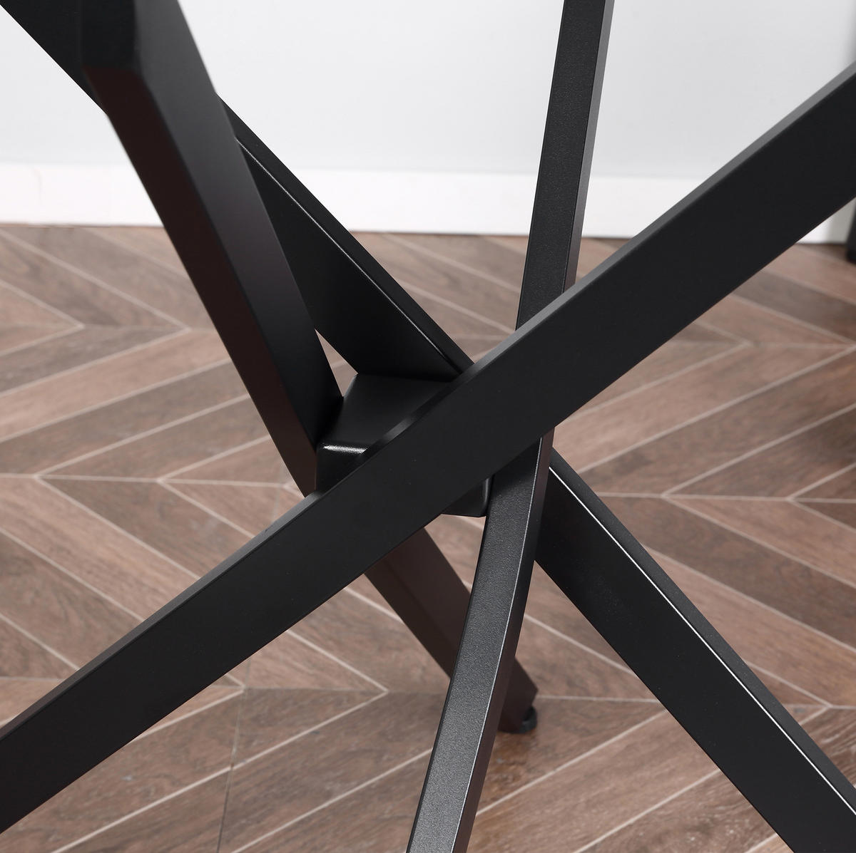 JÍDELNÍ stůl 80/80/75 cm černý z oceli se skleněnou deskou - černá, kov (80/80/75cm) - OKWISH