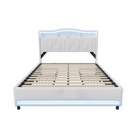 POLSTERBETT Geometrisch 140/200 cm mit 4 Schubladen & App-LED Samtoptik Beige - Beige, Textil (140/200cm) - Creahappy