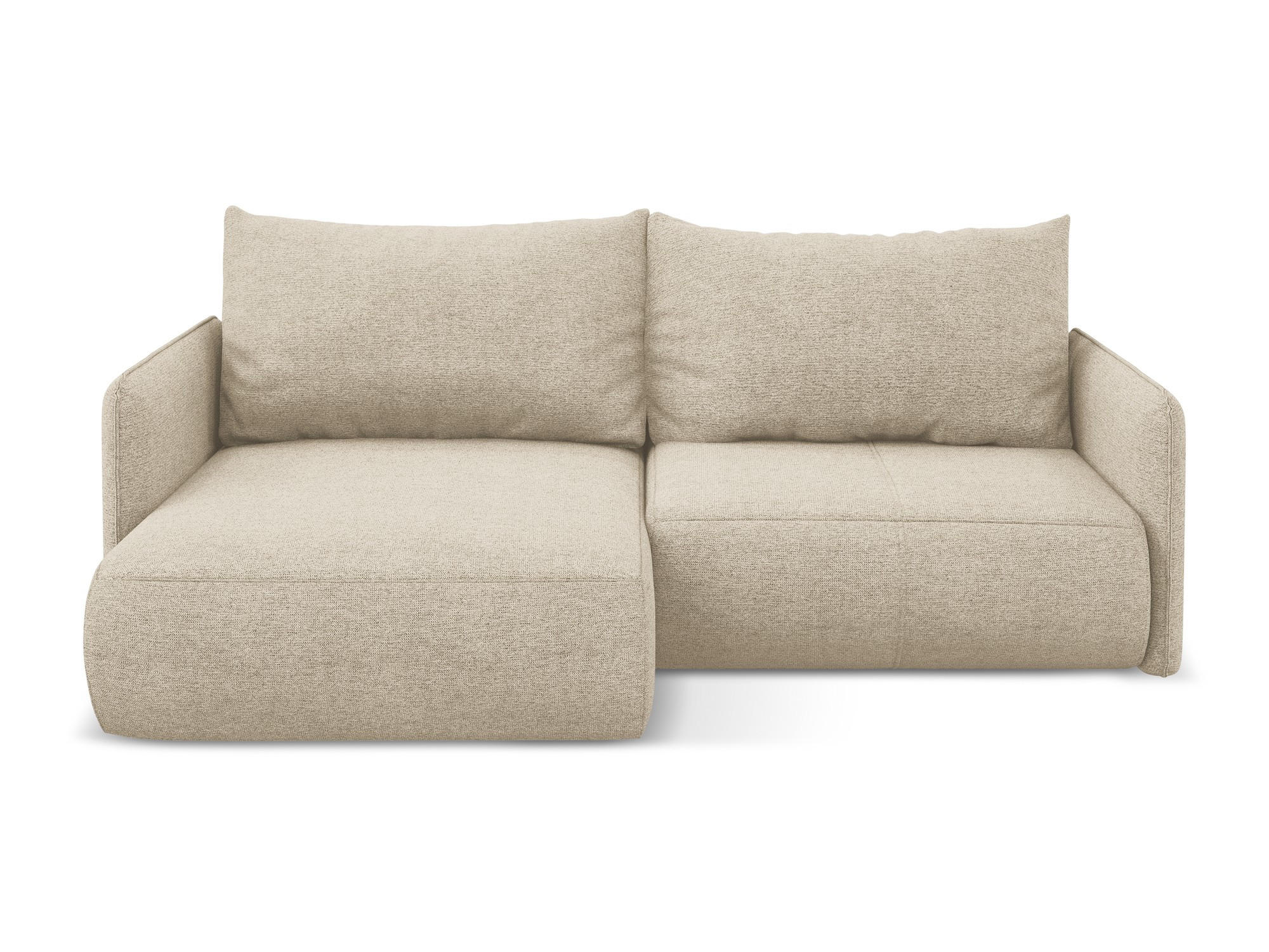 ECKSOFA mit Schlaffunktion Chenille Stoff Beige - Beige/Schwarz, Kunststoff/Textil (148/207cm) - Makamii