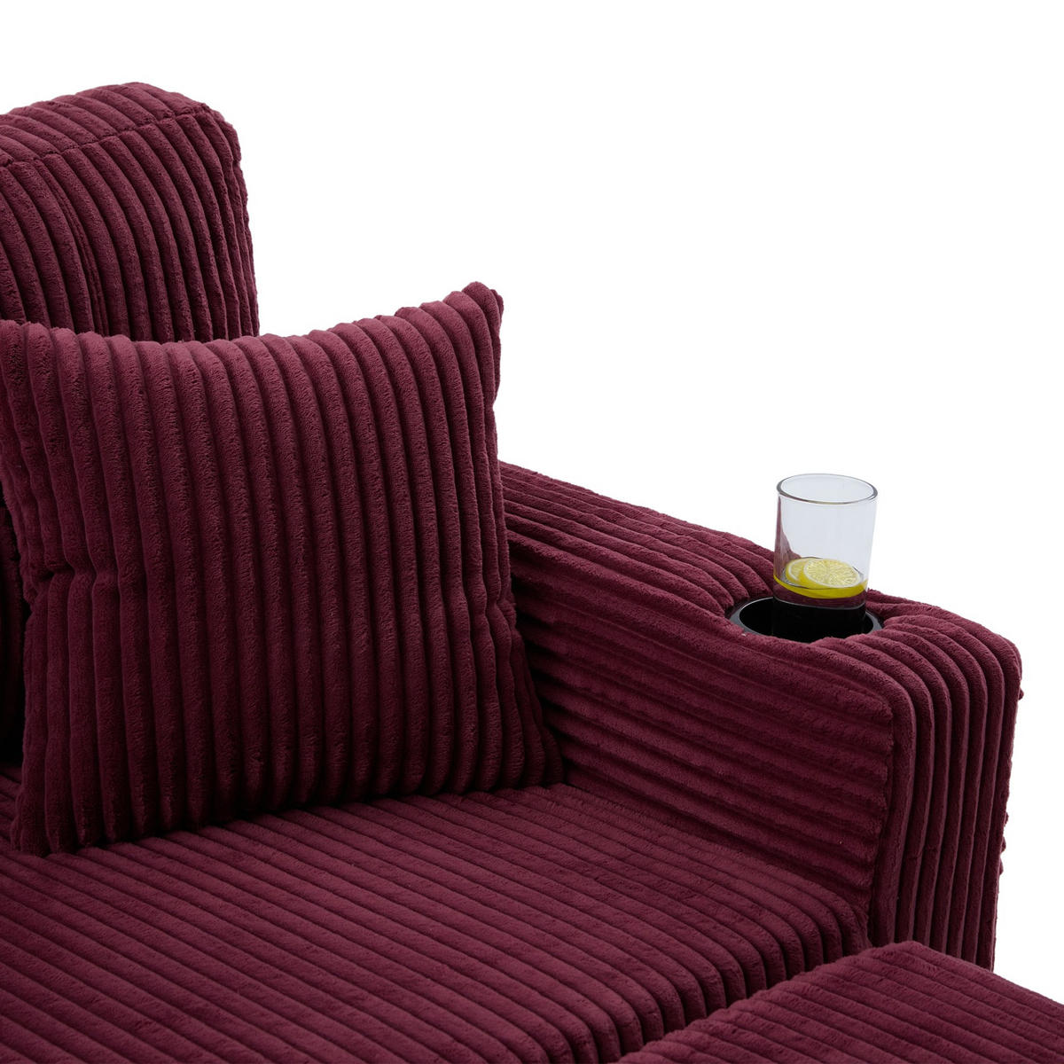 SCHLAFSOFA 3-er Sofa mit Schlaffunktion,Aufbewahrungshocker,Cord,Rot - Rot, Textil (196/85/119cm) - LVHOM