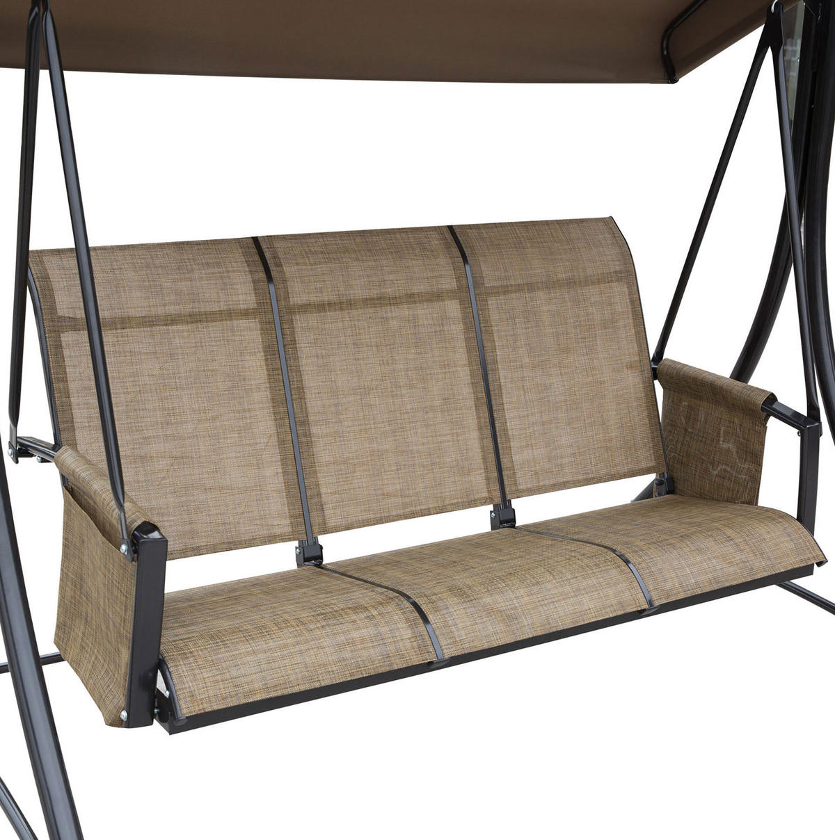HOLLYWOODSCHAUKEL aus Metall 196 x 128 x 172 cm in Braun mit verstellbarem Sonnendach - Braun, Metall (128/172/196cm) - Modfu