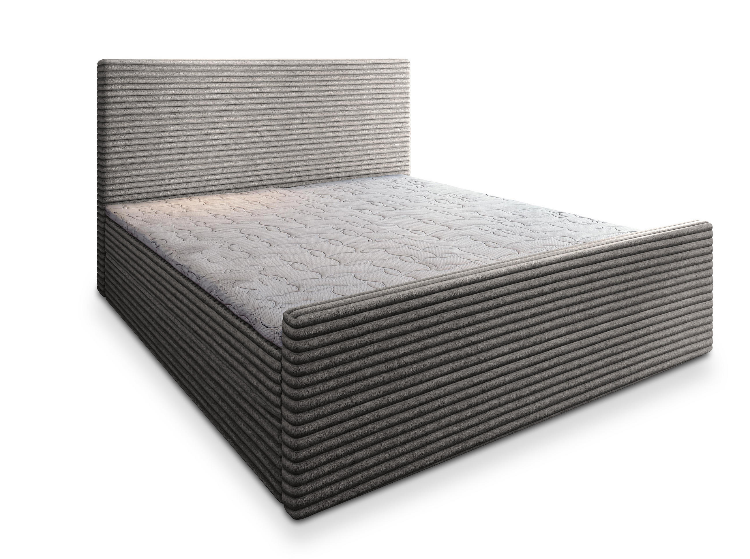 BOXBETT BRENTO 140x200 cm mit Matratze und Topper - Hellgrau - Hellgrau, Holz (140/200cm) - MASSENO