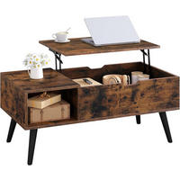 COUCHTISCH höhenverstellbar(47-53 cm), mit Stauraum, Vintagebraun - Dunkelbraun/Schwarz, Holzwerkstoff/Metall (50/100/43cm) - Woltu