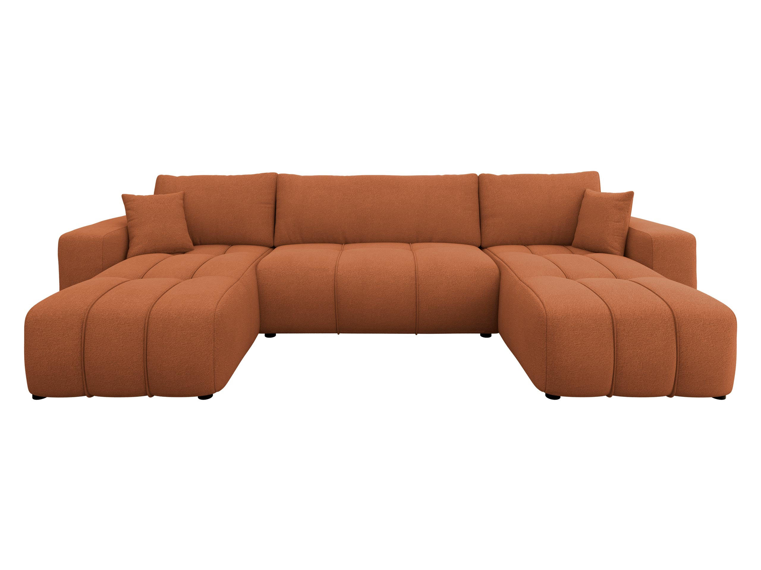 WOHNLANDSCHAFT Furyn U - Schwarz/Orange, Holz/Kunststoff (312/82/145cm) - MIRJAN24