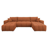WOHNLANDSCHAFT Furyn U - Schwarz/Orange, Holz/Kunststoff (312/82/145cm) - MIRJAN24