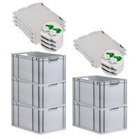 EUROBOX 5x Nextgen Economy Mit Scharnierdeckel Grau/GrünGriffe Offen 65 Liter - Grün, Kunststoff (40/32/60cm) - PROREGAL