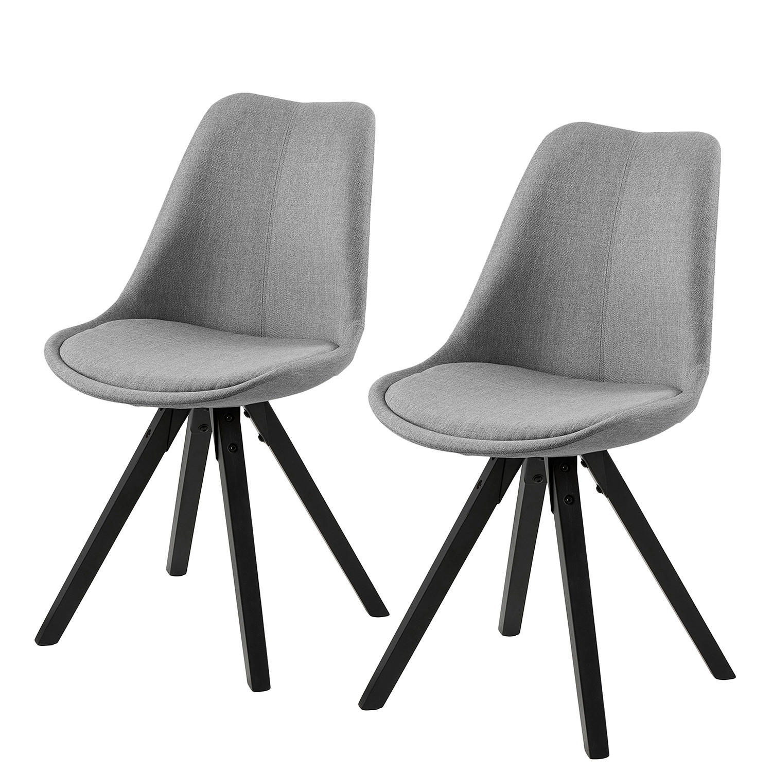 POLSTERSTUHL-SET - Schwarz/Grau, Holz/Textil (49/85/55cm) - home24