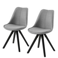 POLSTERSTUHL-SET - Schwarz/Grau, Holz/Textil (49/85/55cm) - home24