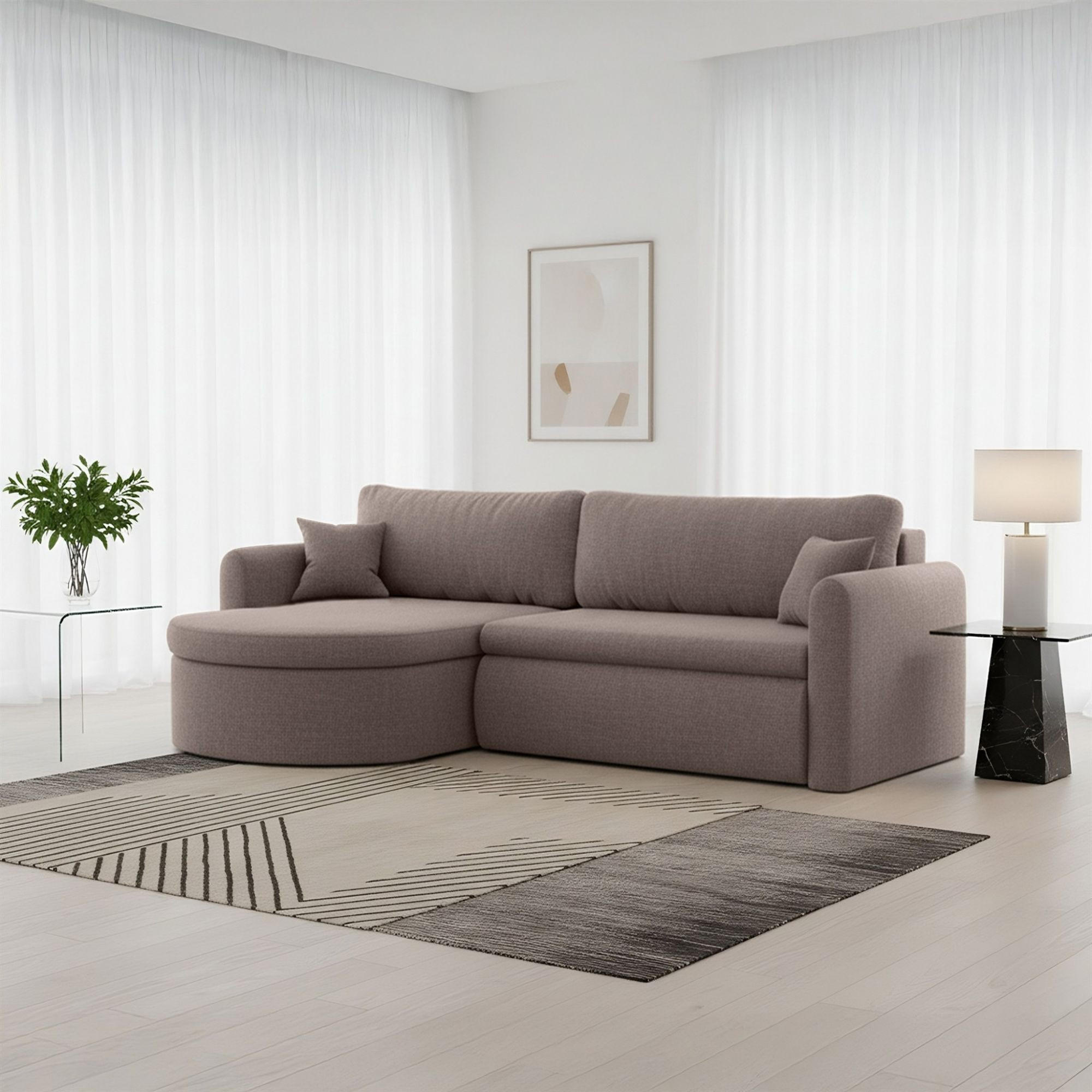 ECKSOFA Feliz In Faro - Braun, Holzwerkstoff/Textil (160/250cm) - Fun Möbel