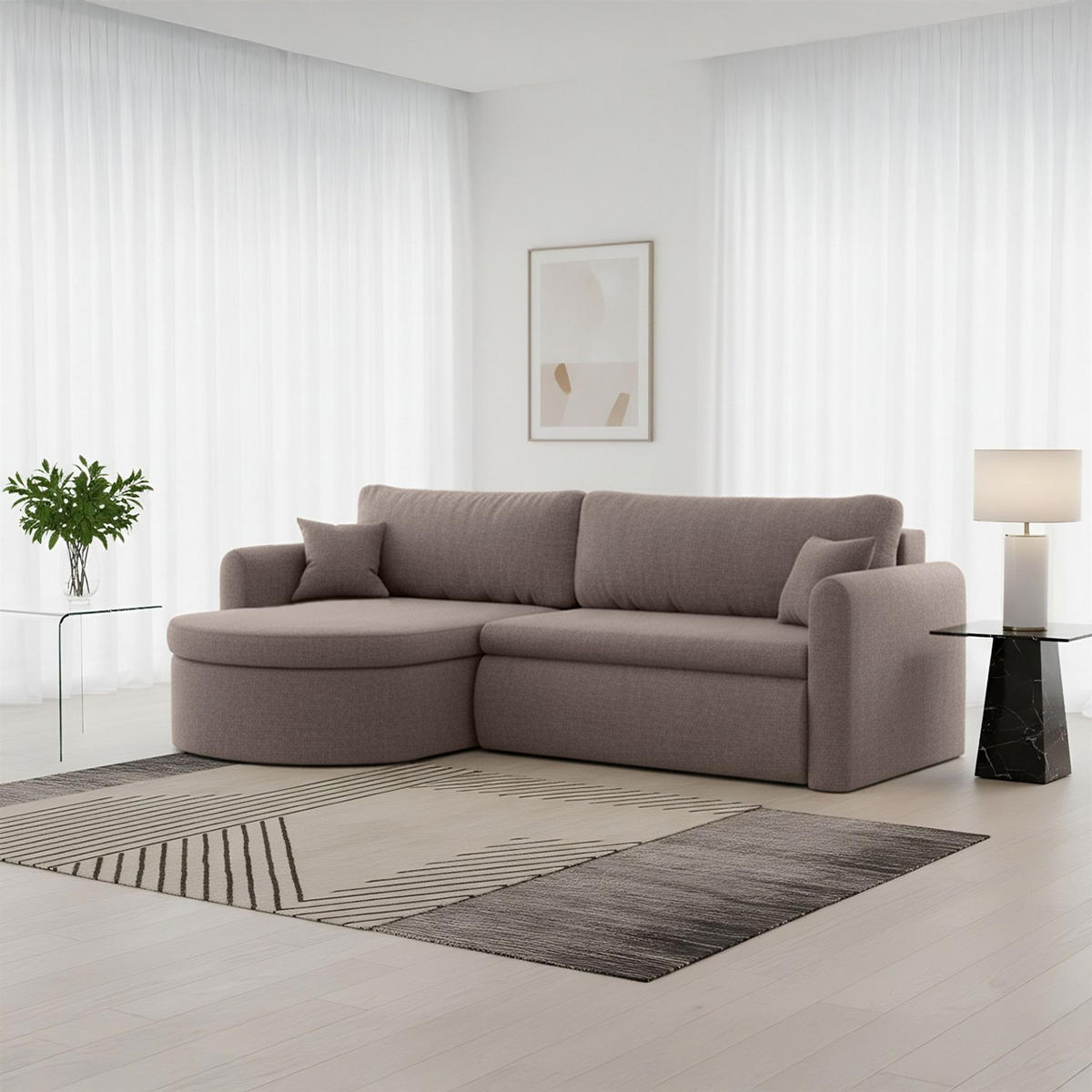 ECKSOFA Feliz In Faro - Braun, Holzwerkstoff/Textil (160/250cm) - Fun Möbel