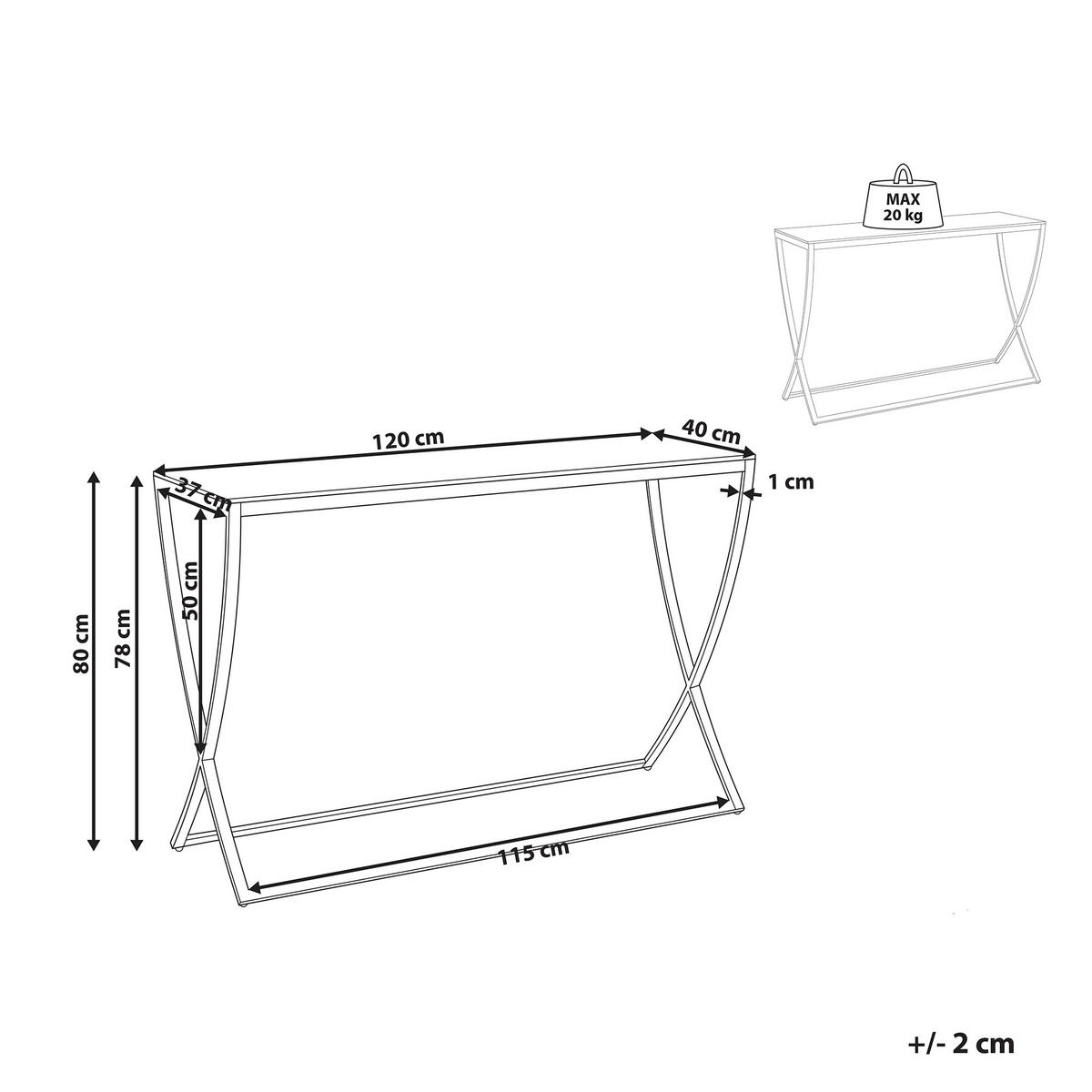 KONSOLENTISCH Glas/Edelstahl gold 120/40 cm Ringgold - Goldfarben, Metall (120/40/80cm) - Beliani
