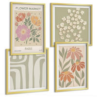 BILDER SET 4er Set - 50x50 cm & 40x60 cm Goldrahmen - Botanische Motive, Pariser Minimalismus - Goldfarben, Kunststoff (50/50cm) - TULUP