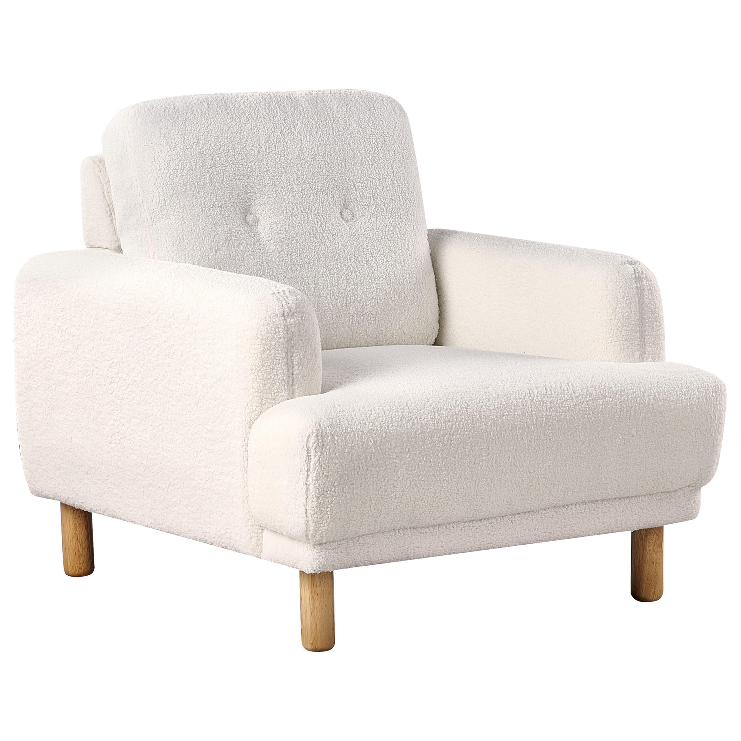 SESSEL Bouclé Weiß Tuve - Hellbraun/Weiß, Textil (88/85/90cm) - Beliani