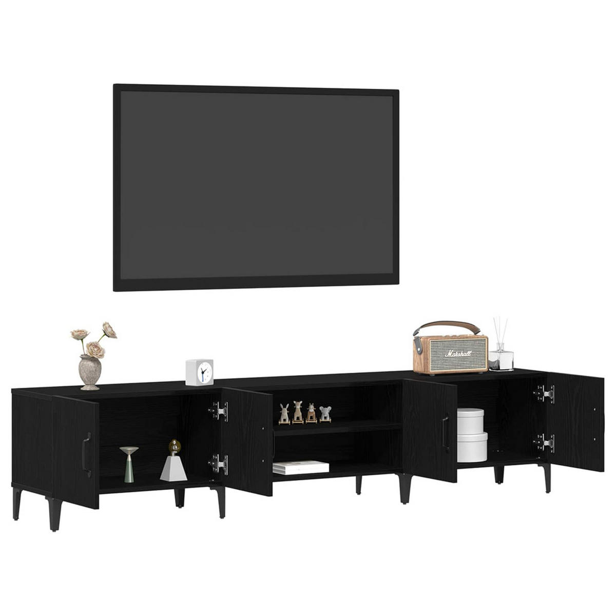 TV-SCHRÄNK Schwarz Eichen-Optik 180/31,5/40 Cm - Schwarz, Holzwerkstoff (31.5/40/180cm) - vidaXL