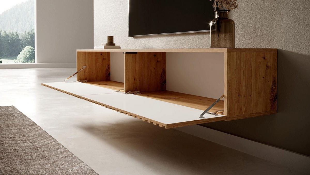 TV stolík Telire dub 175/30/32 cm - dub artisan, kompozitné drevo (175/30/31.6cm) - Selsey