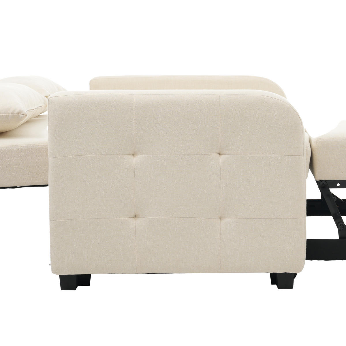 SCHLAFSOFA klappbar mit verstellbarer Rückenlehne 127 x 75 cm Beige - Beige, Metall (75/94/127cm) - Meubliv