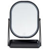 KOSMETIKSPIEGEL silber mit LED-Beleuchtung 20/22 cm Dordogne - Silberfarben/Schwarz, Metall (13/32/24cm) - Beliani
