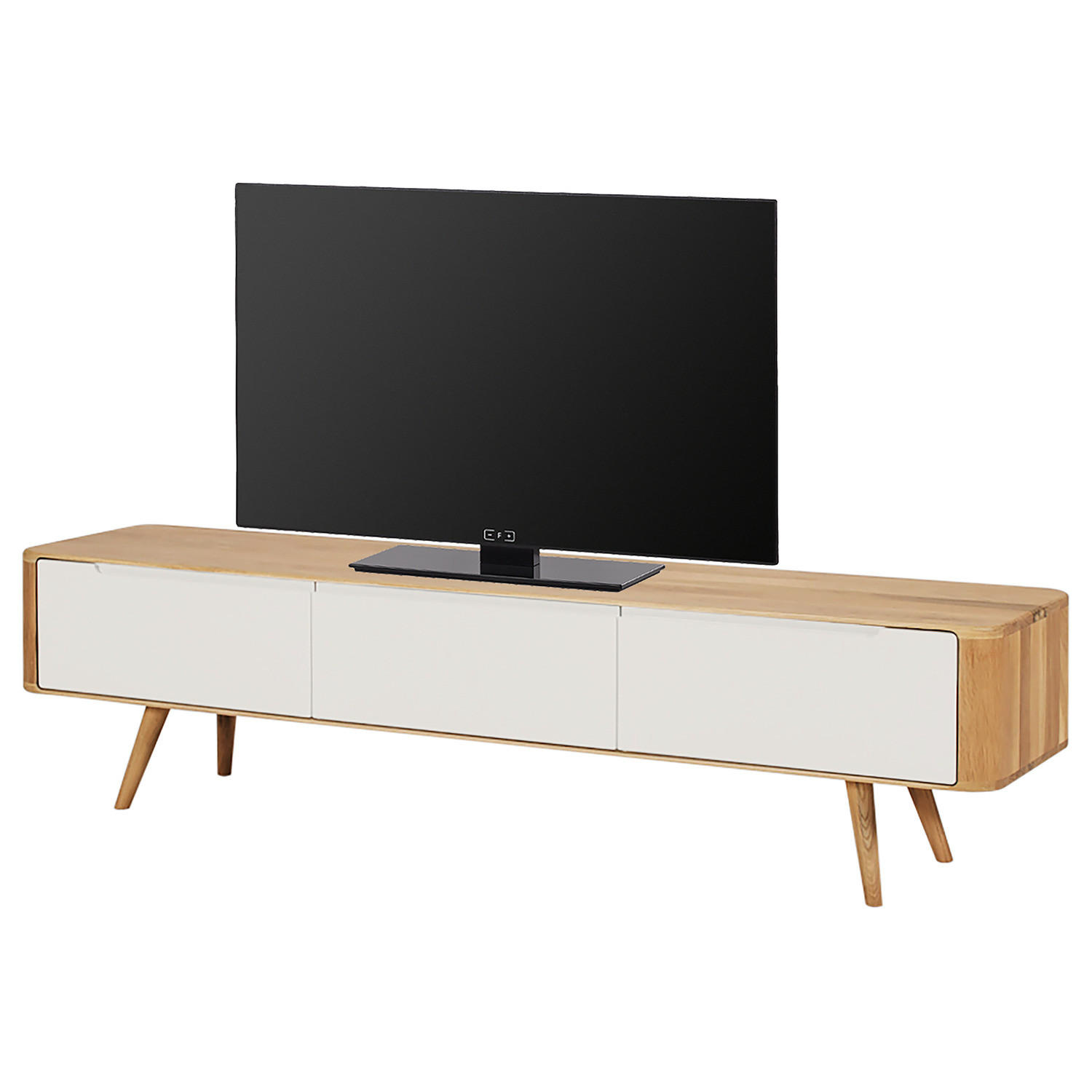 TV-LOWBOARD - Wildeiche teilmassiv - Wildeiche/Weiß, Holzwerkstoff (180/45/42cm) - home24