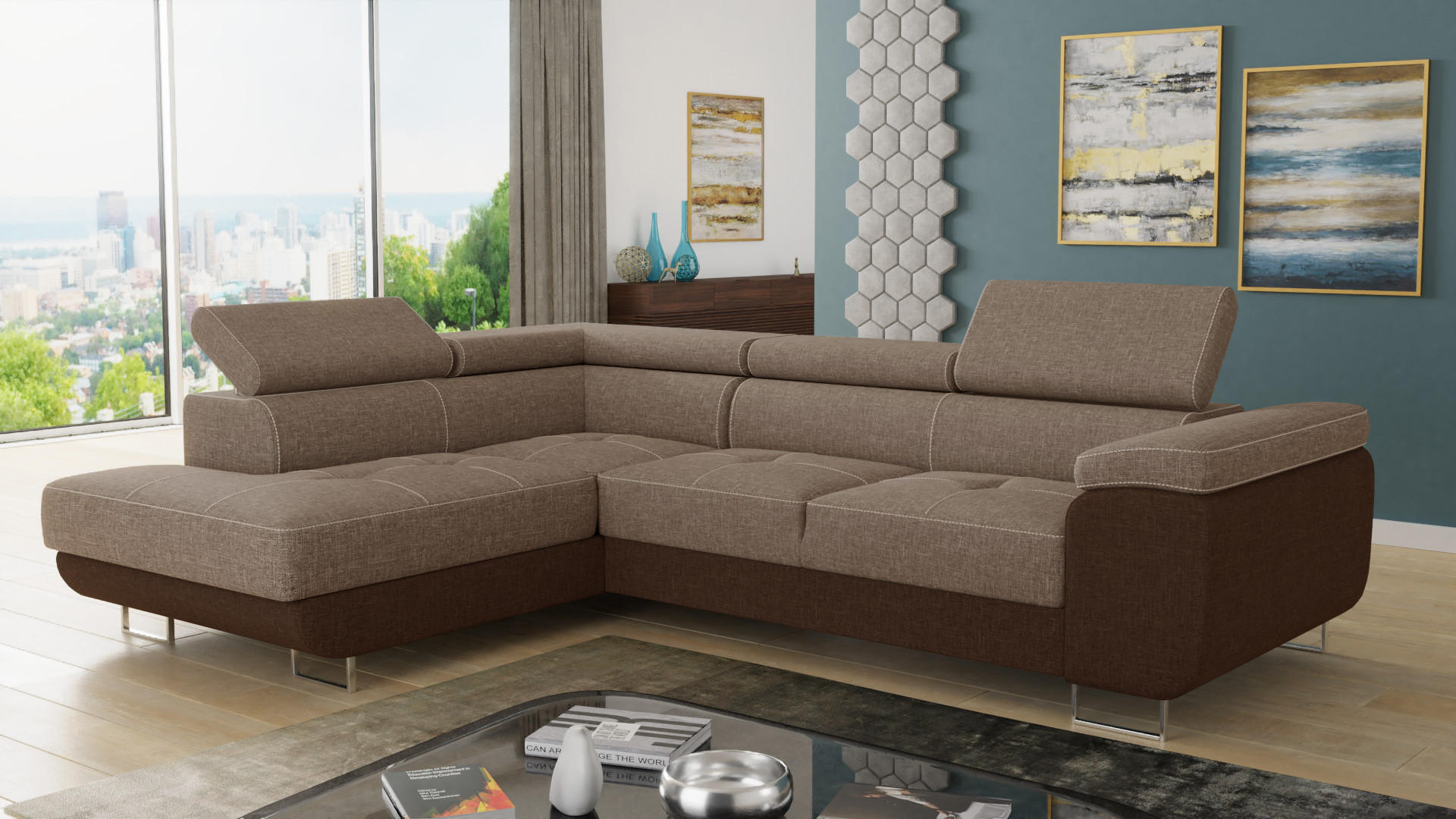 ECKSOFA Caris, Seite: Links - Braun, Holz/Textil (273/203cm) - Sofnet