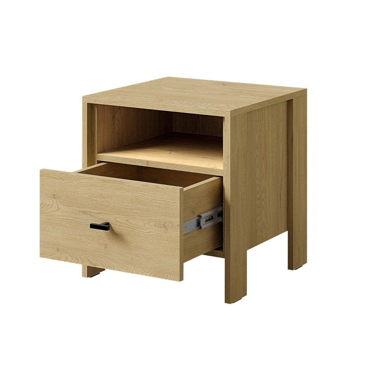 NACHTTISCH mit Schublade Ethan 1S 45 Eiche Cremona - Eichefarben/Schwarz, Holzwerkstoff/Metall (44/46/40cm) - mzm24