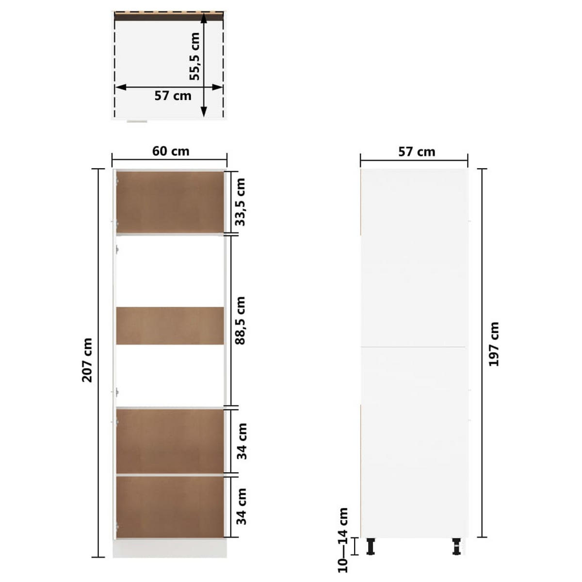 KÜHLUMBAUSCHRANK Lyon Weiss 60/57/207 Cm Holzwerkstoff - Weiß, Holzwerkstoff (57/207/60cm) - vidaXL
