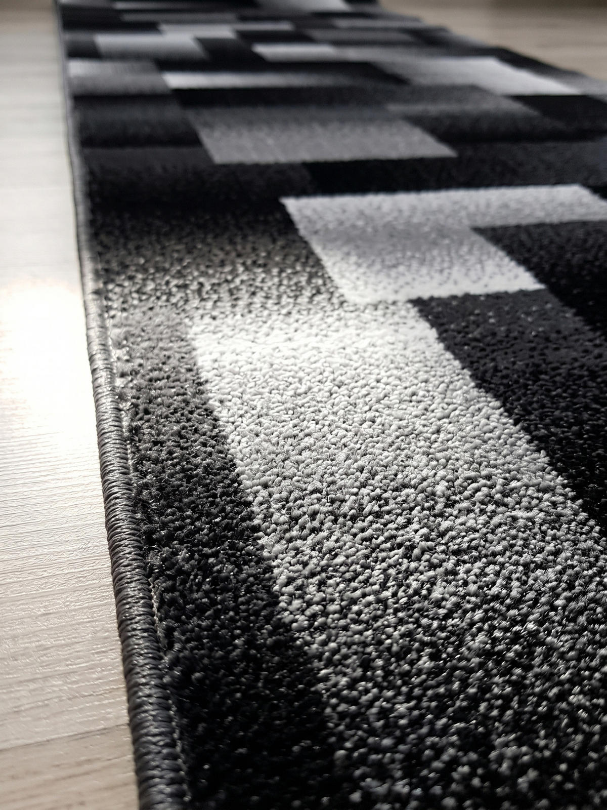 TEPPICH Kurzflor ASPEN in Schwarz, abstrakt kariert, 80 x 150 cm - Schwarz, Textil (80/150cm) - KADIMA DESIGN