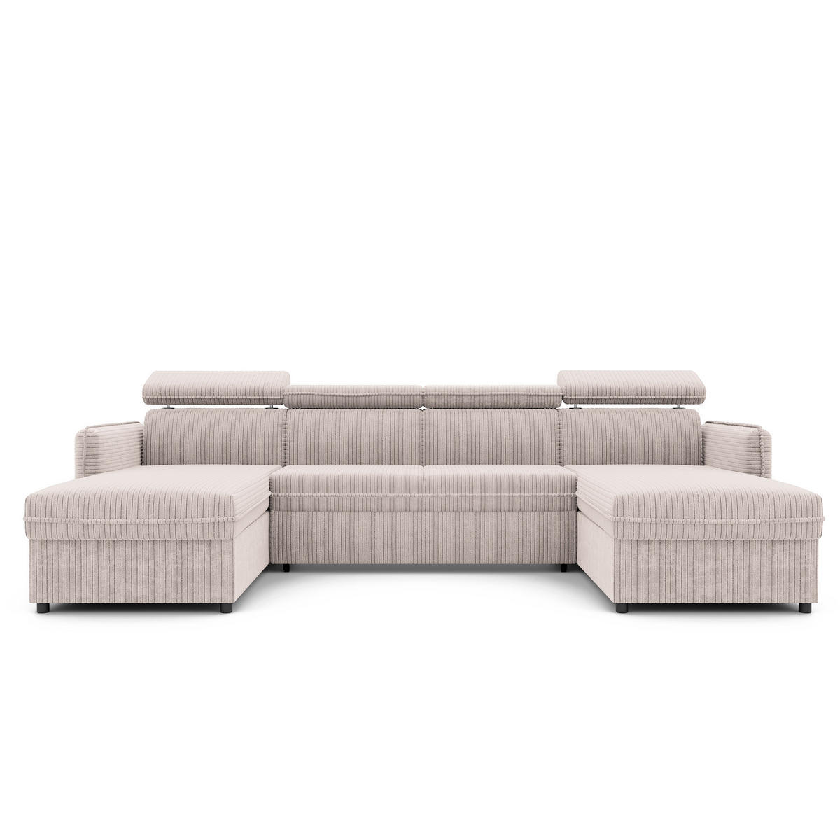 WOHNLANDSCHAFT U-Form Beni mit Schlaffunktion, Cord-Stoff Poso 100 Beige - Beige, Holzwerkstoff (286/60/166cm) - Idohome
