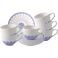 KAFFEETASSEN MIT UNTERTASSEN Fleur Couleur Bleu 160 ml 6er Set - Blau, Keramik (14.8/8.9/14.8cm) - Villeroy & Boch
