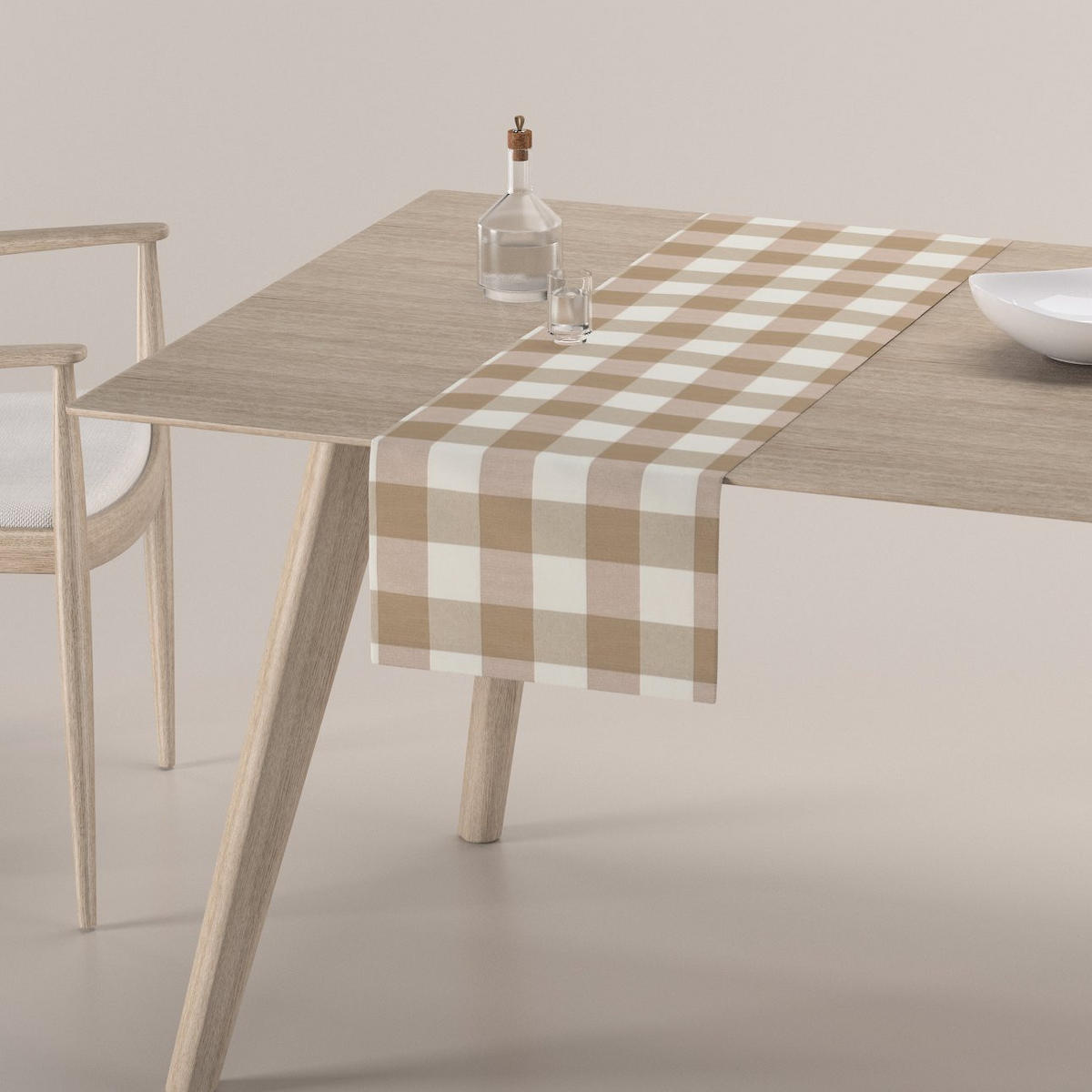 TISCHLÄUFER Quadro, weiß und grau, 40x130 cm - Grau, Textil (40/130cm) - Dekoria