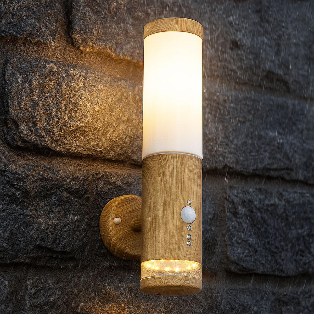 LED WANDLEUCHTE Holz-Optik Braun - Braun, Metall (14.2/8.5/35cm) - Globo Lighting