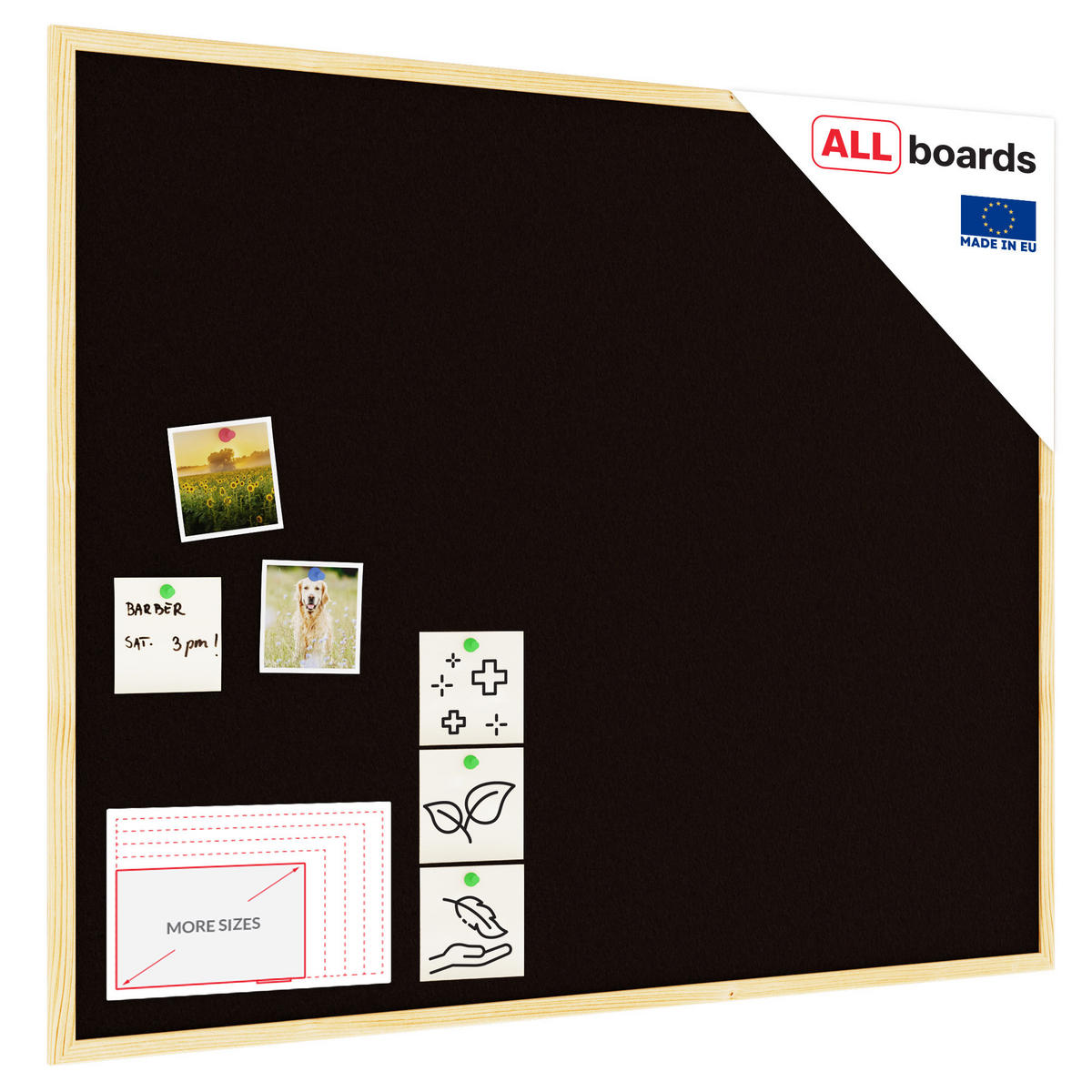 PINNWAND Schwarz mit Holz Rahmen 100x80cm - Schwarz, Holz (100/80/1.6cm) - ALLboards