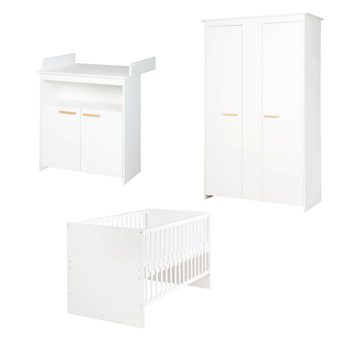 BABYZIMMER-SET Anton, 3-teilig - Weiß, Holzwerkstoff (78.5/80/142cm) - Roba