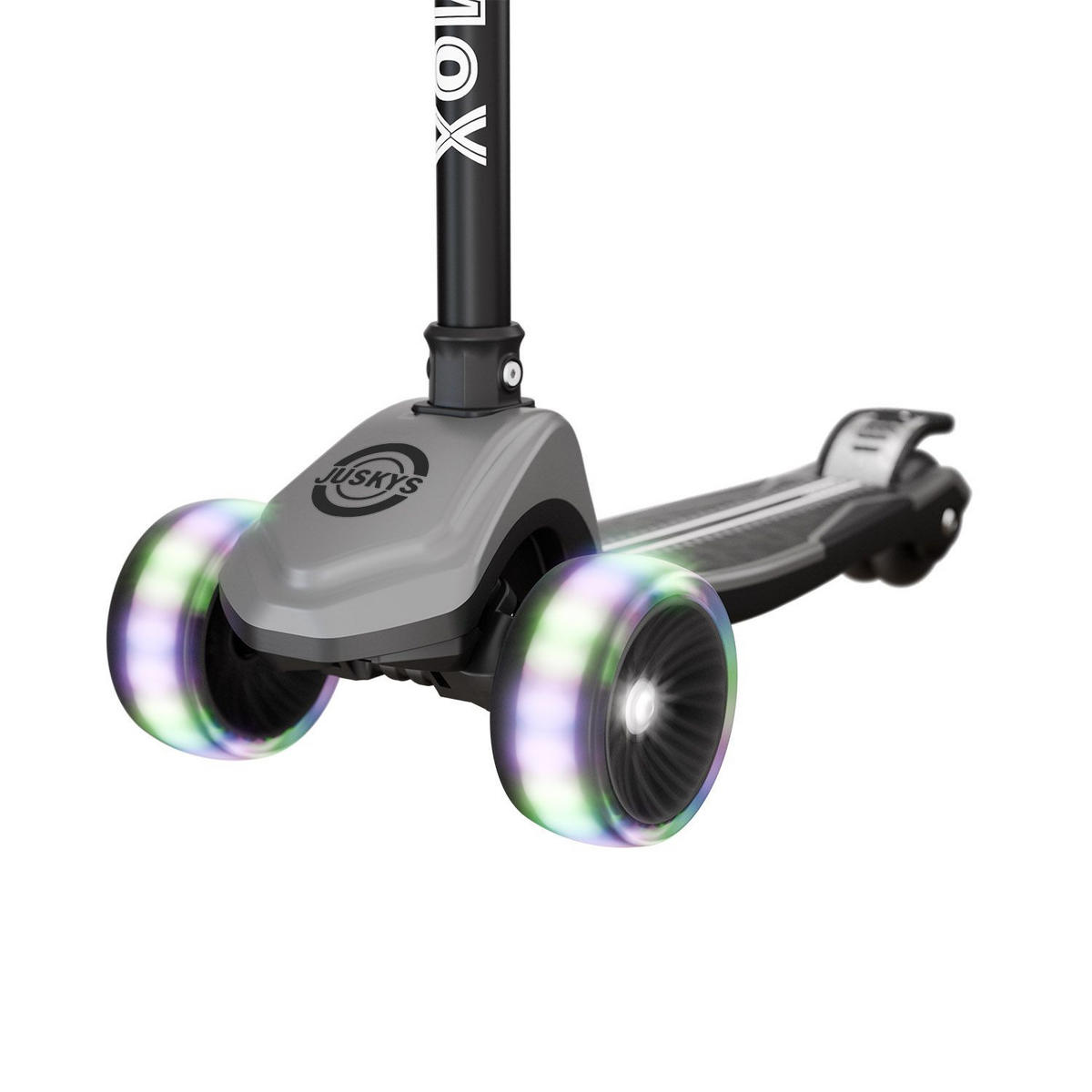 KINDERROLLER Lumox höhenverstellbarer Lenker inkl. Leuchtränder schwarz - Schwarz, Metall (59/28/81cm) - Juskys