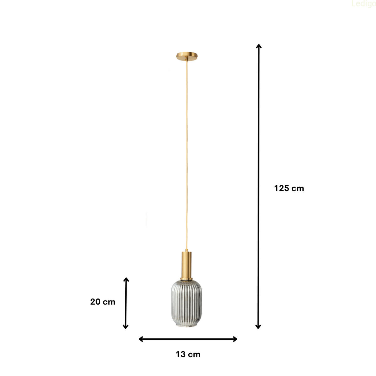 PENDELLEUCHTE Paris - Transparent/Goldfarben, Glas/Metall (13/13/125cm) - kiki design
