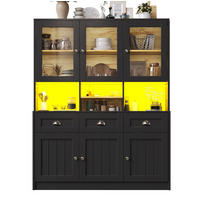 BUFFET 140/175/40 cm Schwarz aus MDF mit LED-Beleuchtung - Schwarz, Holzwerkstoff (40/175/140cm) - OKMYHOME