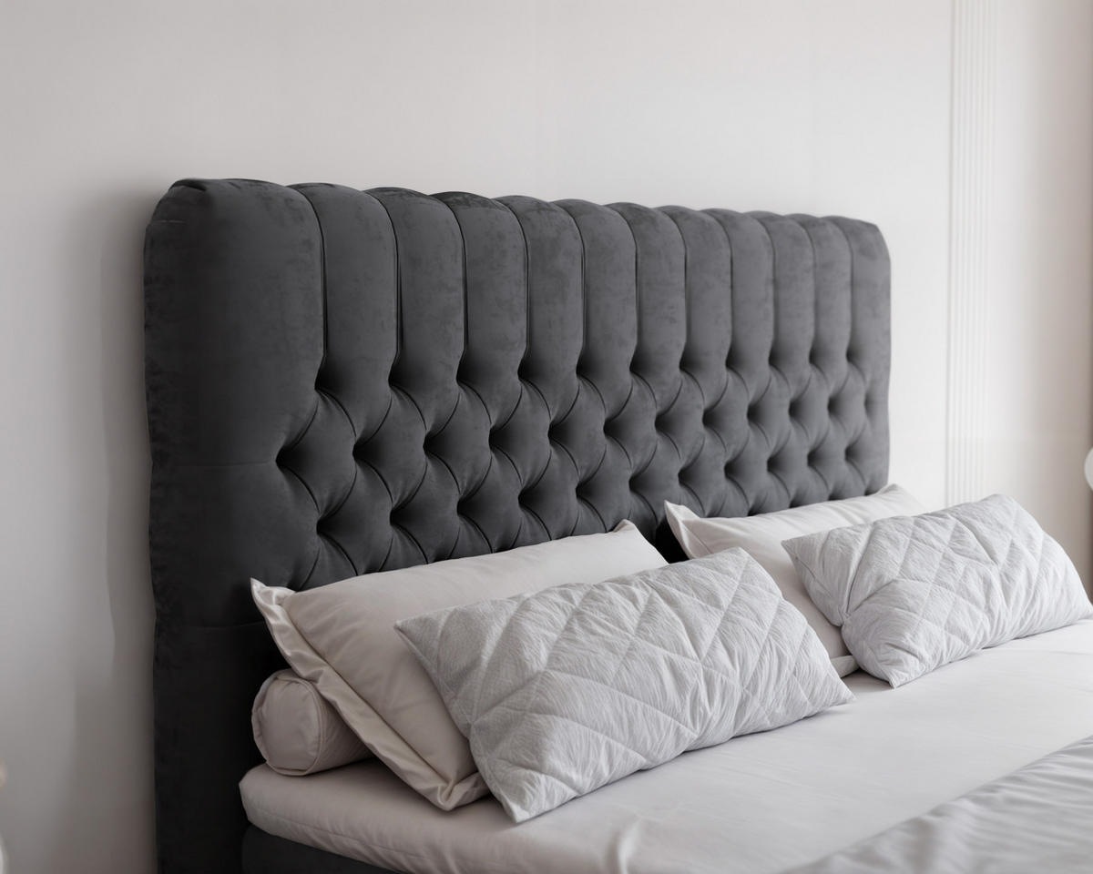 BOXBETT 140x200 cm mit Topper - Dunkelgrau, Holzwerkstoff/Textil (140/200cm) - Idohome