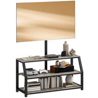 TV-BOARD Grau/Schwarz 110/43/150 cm, mit Halterung, 2 offene Fächer, Metallgestell - Grau, Holzwerkstoff (110/150/43cm) - PANGIVO